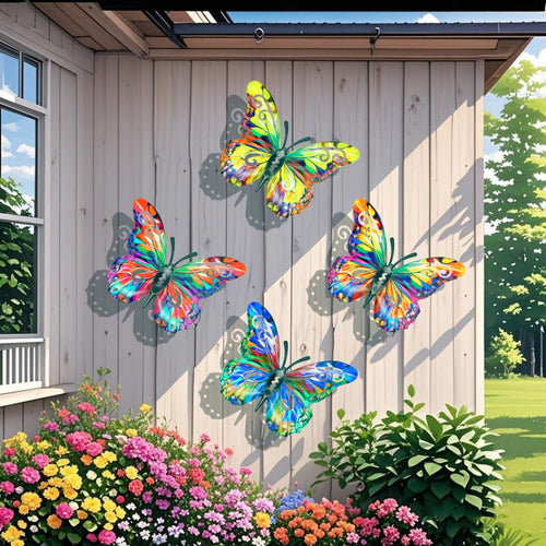 🦋Un ensemble complet ! Décoration murale en métal papillon 4 pièces 🤩