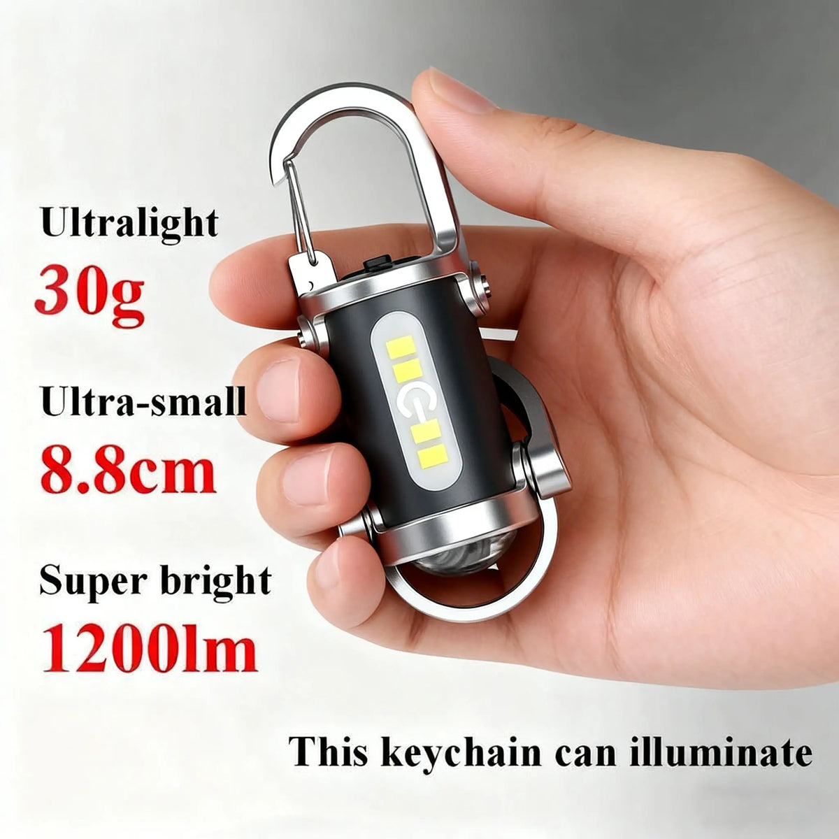 Mini-lampe torche rechargeable sur porte-clés - Lampe EDC 800 lumens