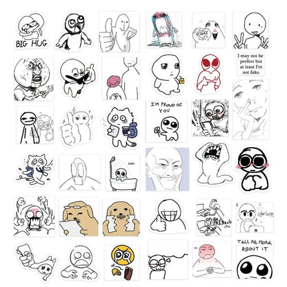 ✨Livre d’autocollants Doodle Meme - 460 autocollants dessinés à la main pour le bullet journal, exprimez votre humeur et les tendances du web