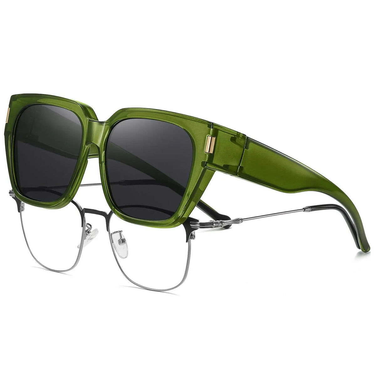 Lunettes de soleil polarisées à porter par-dessus des lunettes de vue pour femmes et hommes, tendance, carrées, enveloppantes, protection UV400, légères et durables