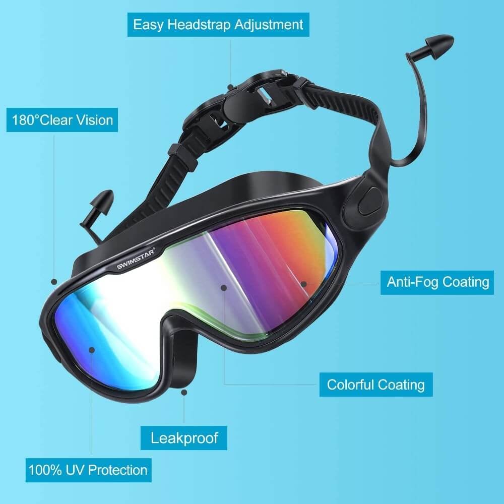 Lunettes de natation à vision large, antibuée et anti-UV