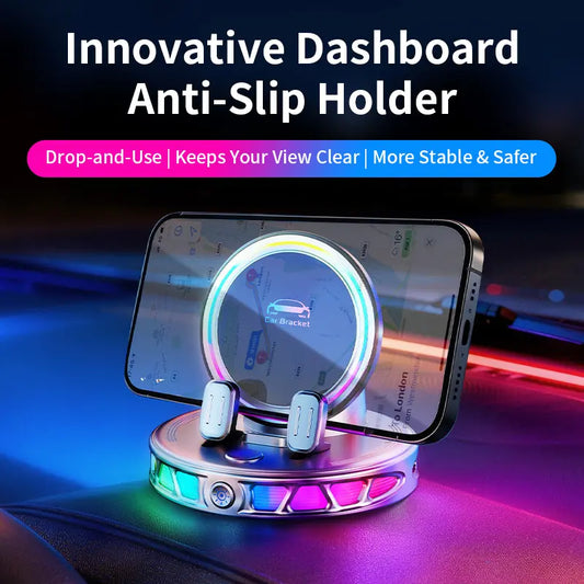360° Rotating Wireless Charging Car Phone Mount with RGB Ambient Light
