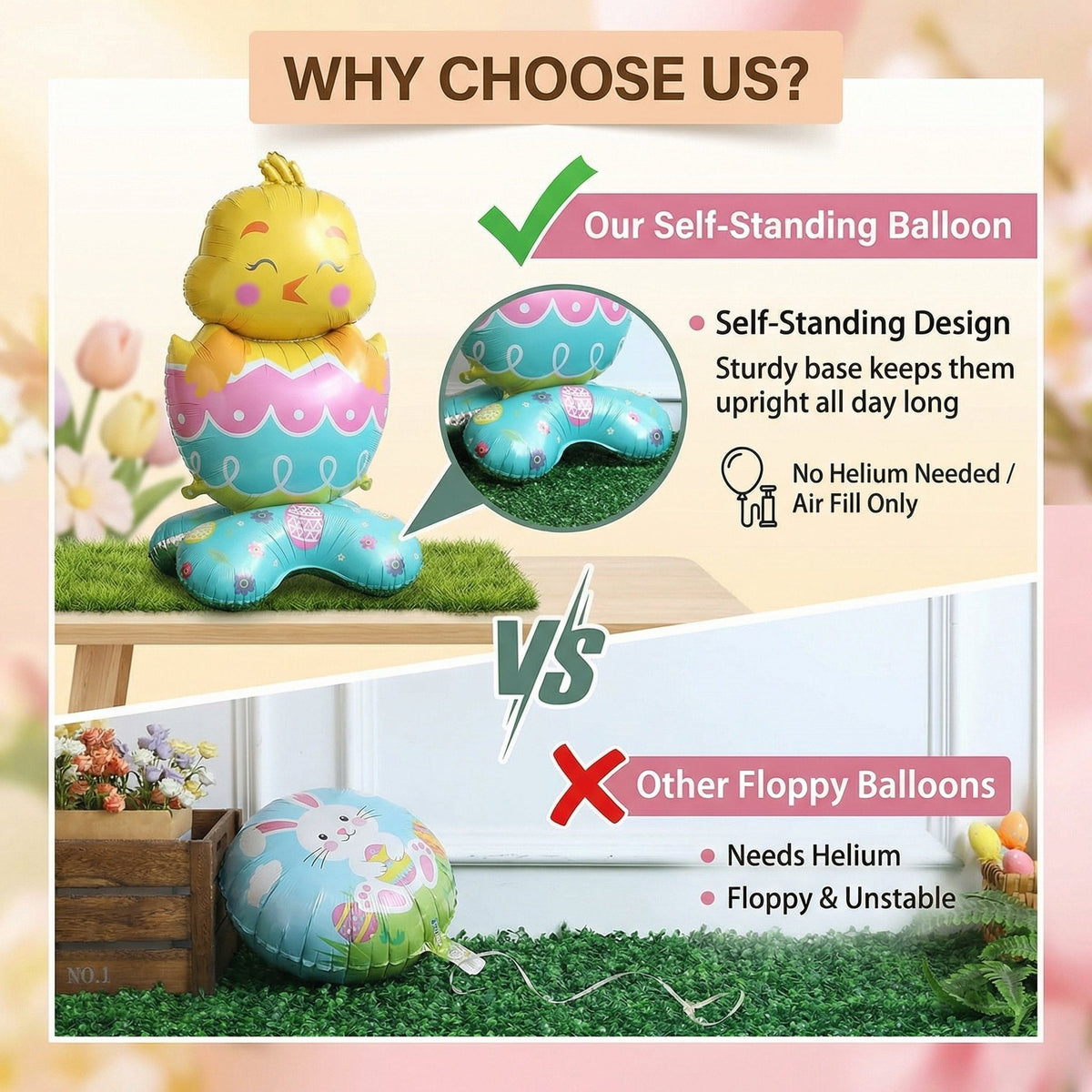 🎁Easter Early Bird Sale🐰Giant 3D Standing Bunny Balloon Self-Supporting Festive Cheer