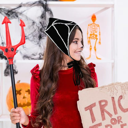 🕷️ Foulard tricoté à motif toile d’araignée pour Halloween 🕷️