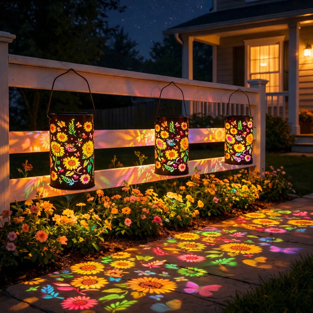 Lanterne solaire colorée en forme de tournesol lumineux pour jardin