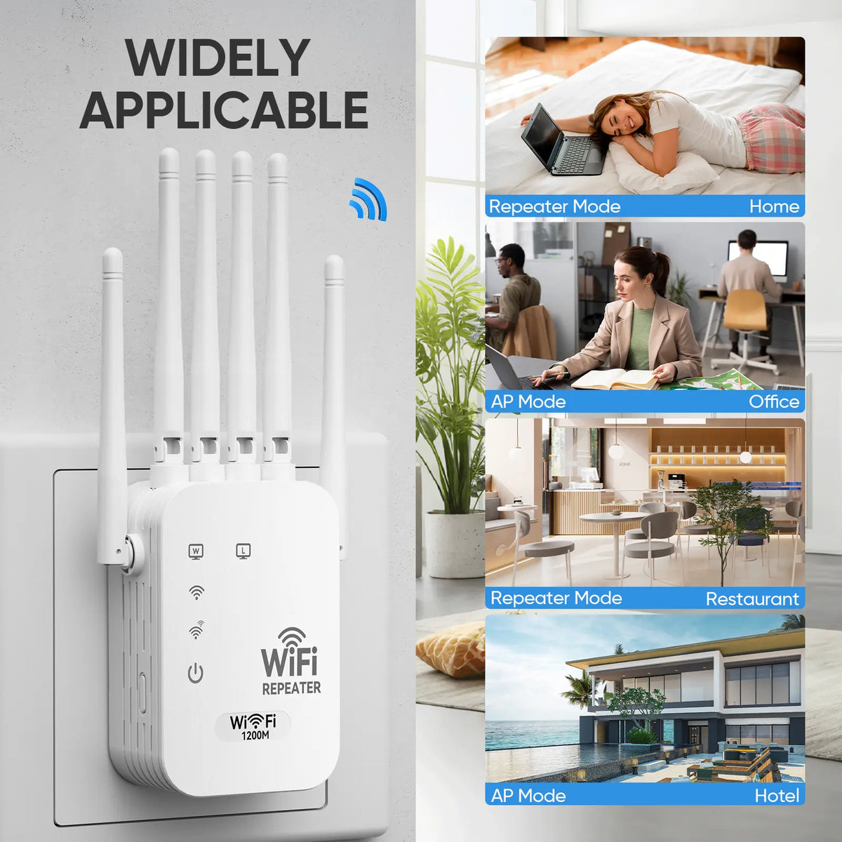 WiFi Extender 2026 with 6 Antennas 1200Mbps Dual Band Boost