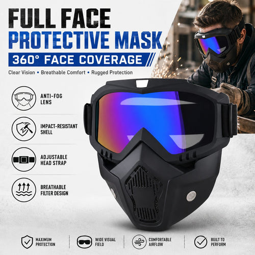 🤿Masque de protection multifonction - Lunettes de soudage à teinte automatique, Visière de ski antibuée & Équipement de jardinage anti-poussière - Masque de sécurité tout-terrain