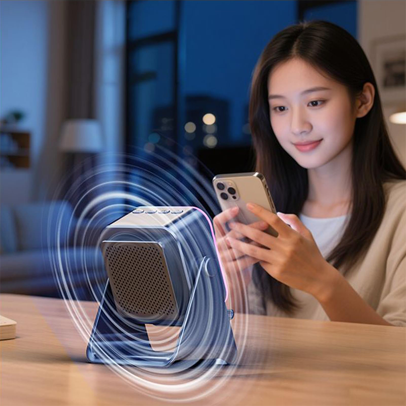 Enceinte Bluetooth intelligente sans fil 5-en-1 – Lecture automatique du téléphone, éclairage RVB, support réglable et batterie externe
