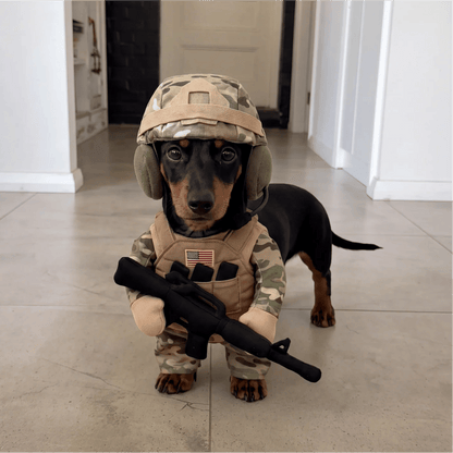 🔥Hilarious Tactical Soldier Pet Costume – Front-Facing Military Uniform for Dogs & Cats