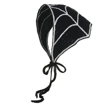 🕷️ Foulard tricoté à motif toile d’araignée pour Halloween 🕷️