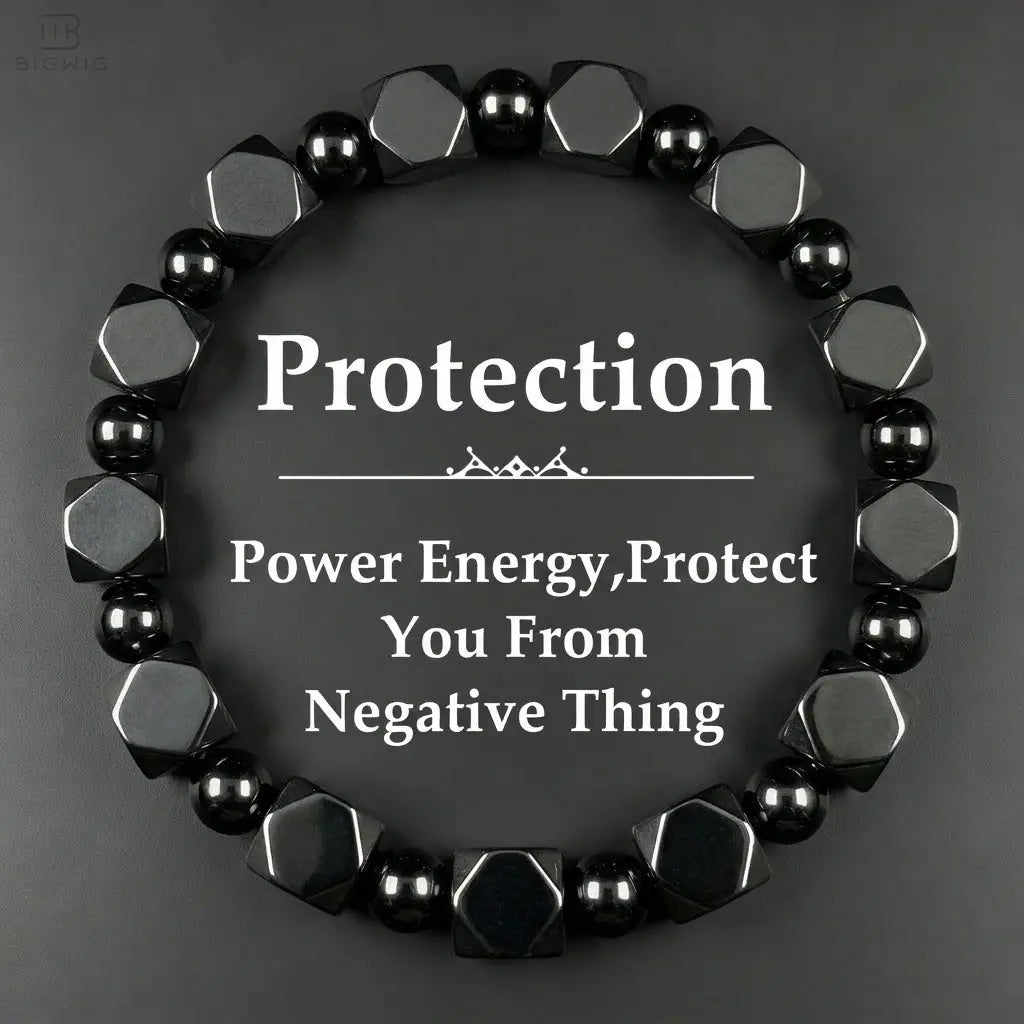 🖤 Bracelet de protection en hématite pour papa – Bracelet minimaliste en perles de pierre, cadeau de fête des Pères significatif pour lui