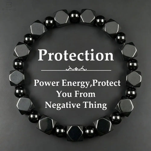 🖤 Bracelet de protection en hématite pour papa – Bracelet minimaliste en perles de pierre, cadeau de fête des Pères significatif pour lui