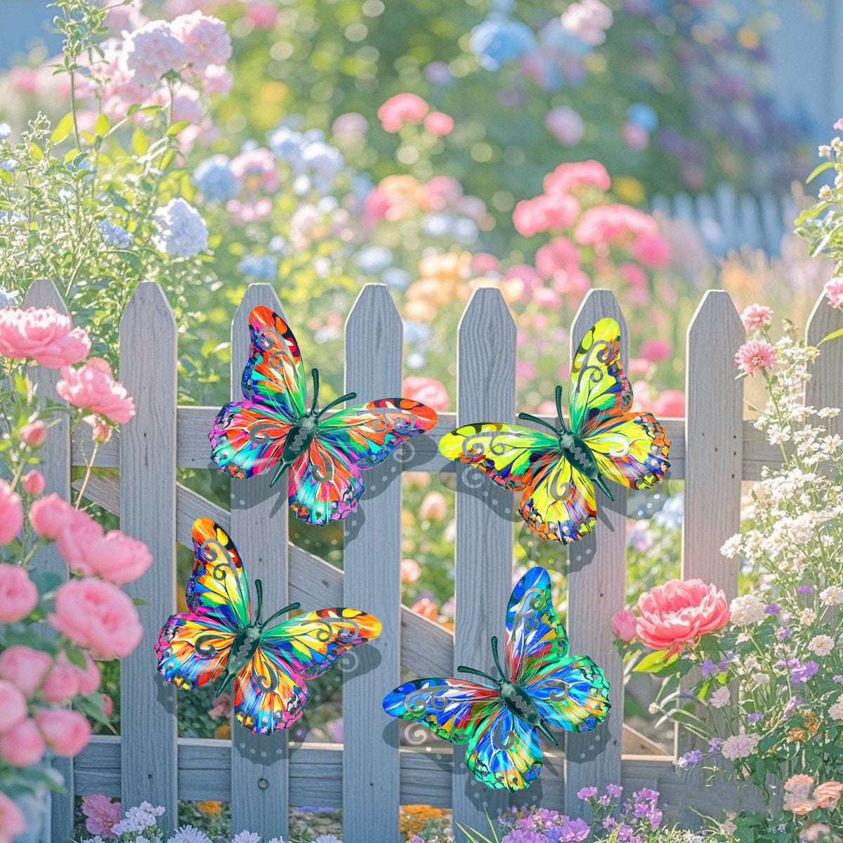 🦋Un ensemble complet ! Décoration murale en métal papillon 4 pièces 🤩