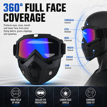🤿Masque de protection multifonction - Lunettes de soudage à teinte automatique, Visière de ski antibuée & Équipement de jardinage anti-poussière - Masque de sécurité tout-terrain