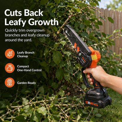 🌿 Mini-tronçonneuse sans fil – Scie d'élagage électrique à une main pour branches et travaux de jardin