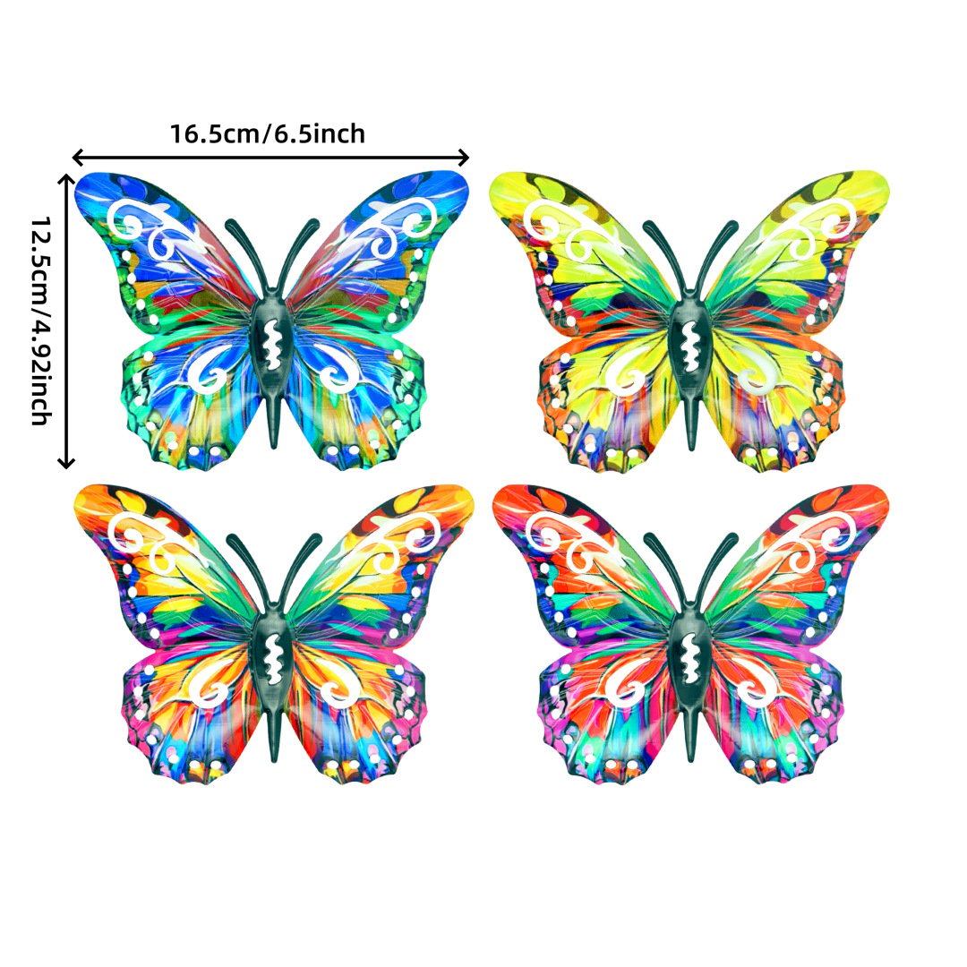 🦋Un ensemble complet ! Décoration murale en métal papillon 4 pièces 🤩