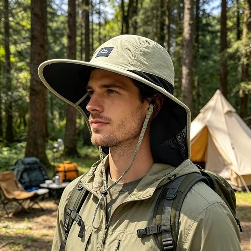 Chapeau de protection solaire d'extérieur - Chapeau de pêcheur d'été unisexe avec protège-nuque | Résistant aux UV, style parent-enfant |Idéal pour le camping et la randonnée