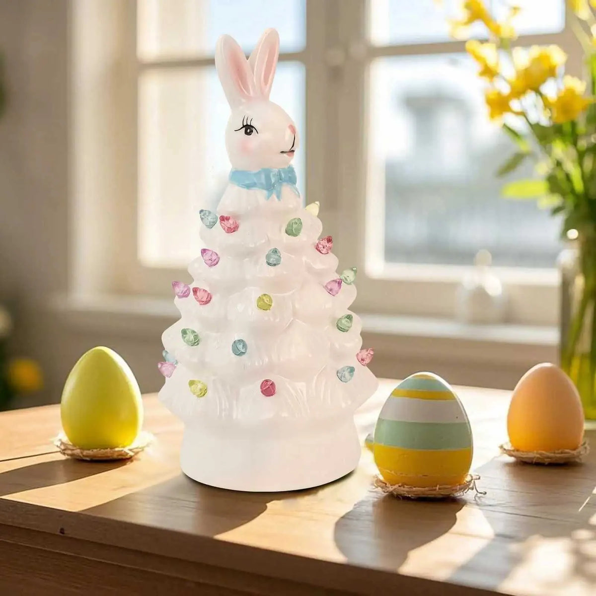 🐰 Décoration de Pâques Arbre Lapin Rose, Nouvel Arbre Lapin en Résine 2026 avec Lumières
