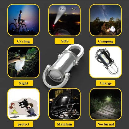 Mini-lampe torche rechargeable sur porte-clés - Lampe EDC 800 lumens