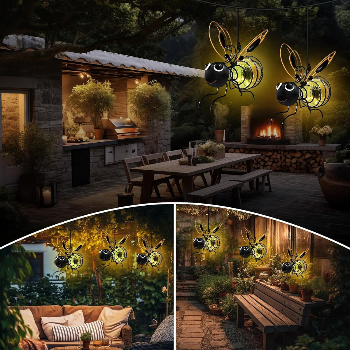 🔥Lampe solaire d’extérieur à suspendre en forme d’abeille