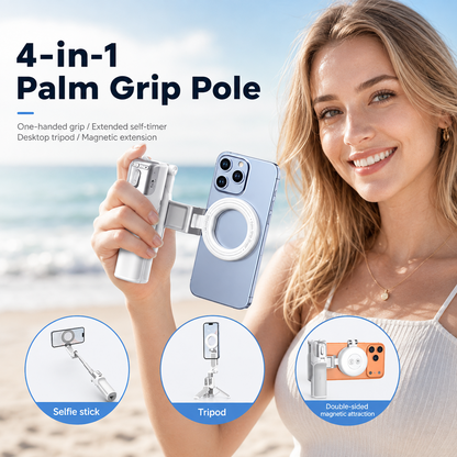 📸 4-in-1 Magnetic Phone Camera Grip – Selfie Stick, Tripod & Zoom Control