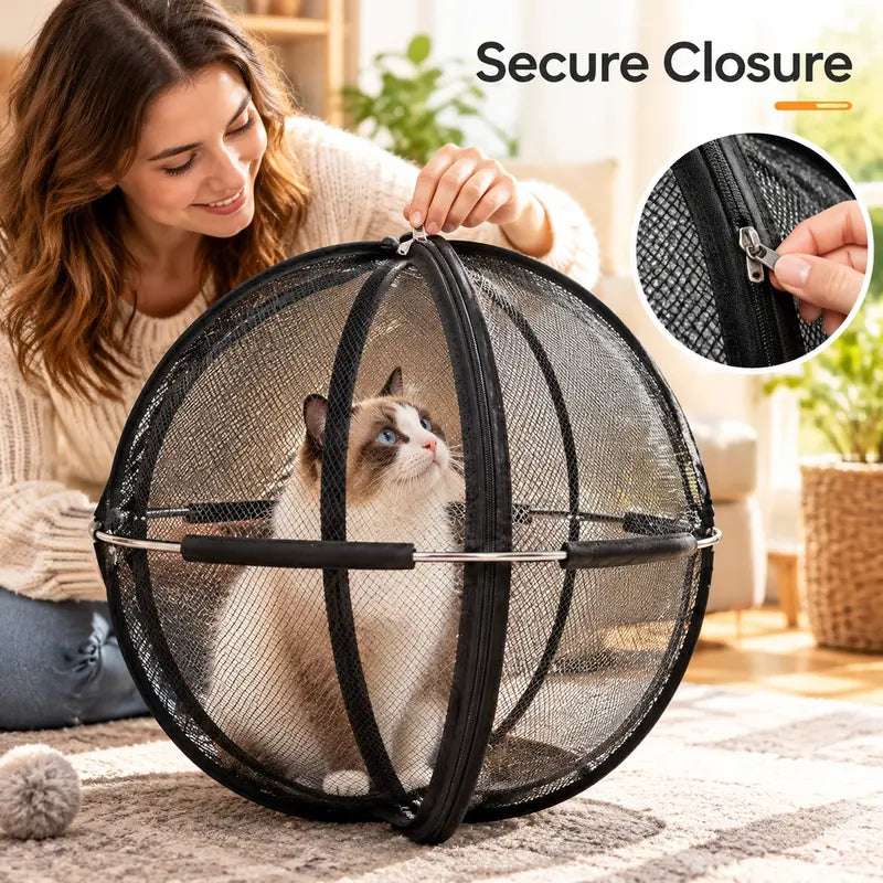 Portable Outdoor Cat Enclosure Mesh Ball Cat Cage