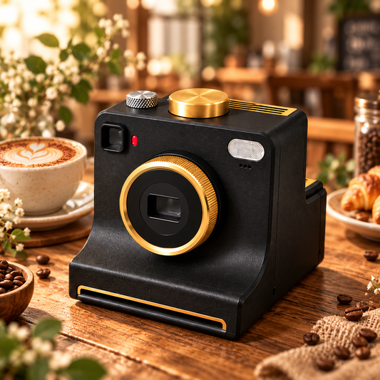☕️Appareil à latte art en forme d’appareil photo — Un pochoir pour café et desserts☕️
