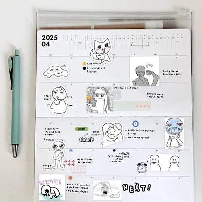 ✨Livre d’autocollants Doodle Meme - 460 autocollants dessinés à la main pour le bullet journal, exprimez votre humeur et les tendances du web