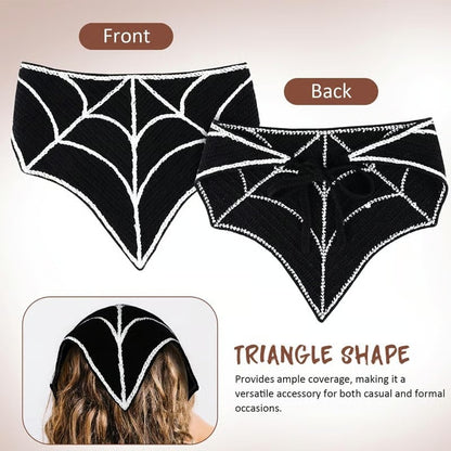 🕷️ Foulard tricoté à motif toile d’araignée pour Halloween 🕷️
