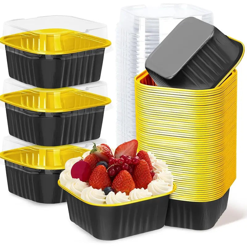 Lot de 30 mini moules à gâteau en aluminium rose avec couvercles – Coupelles à dessert jetables de 142 g