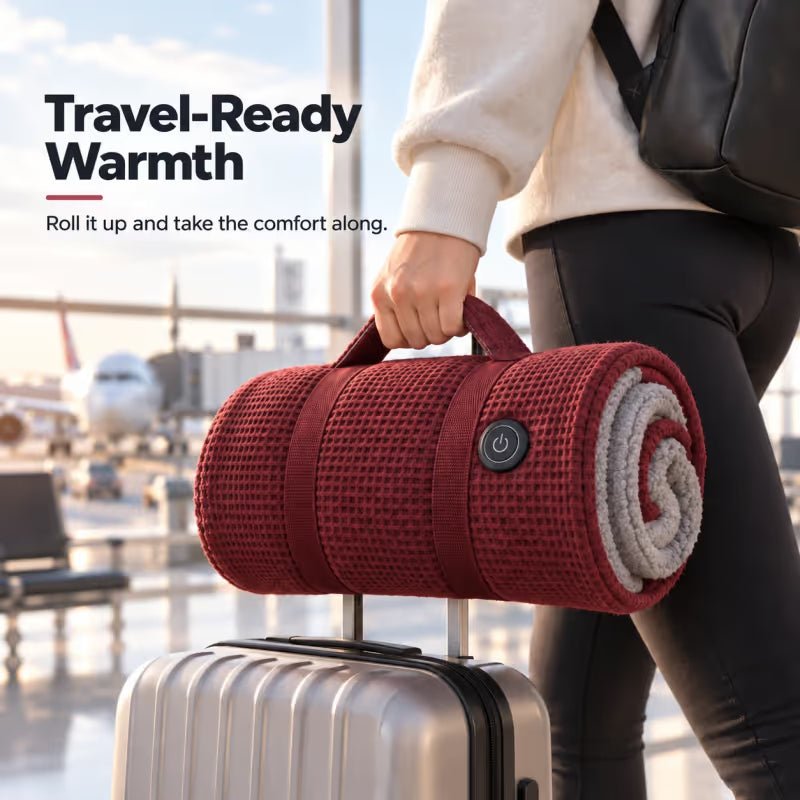 🔥🔥🔥8-Zone Heated Blanket & Wearable Shawl – 3 Heat Levels, USB Powered