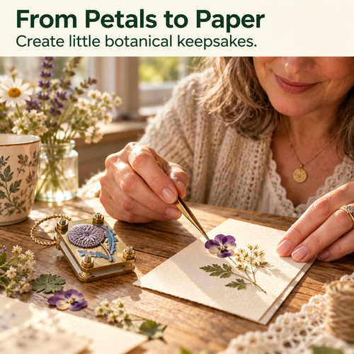 🌸 Mini presse à fleurs en laiton – Souvenirs botaniques à la taille de votre poche