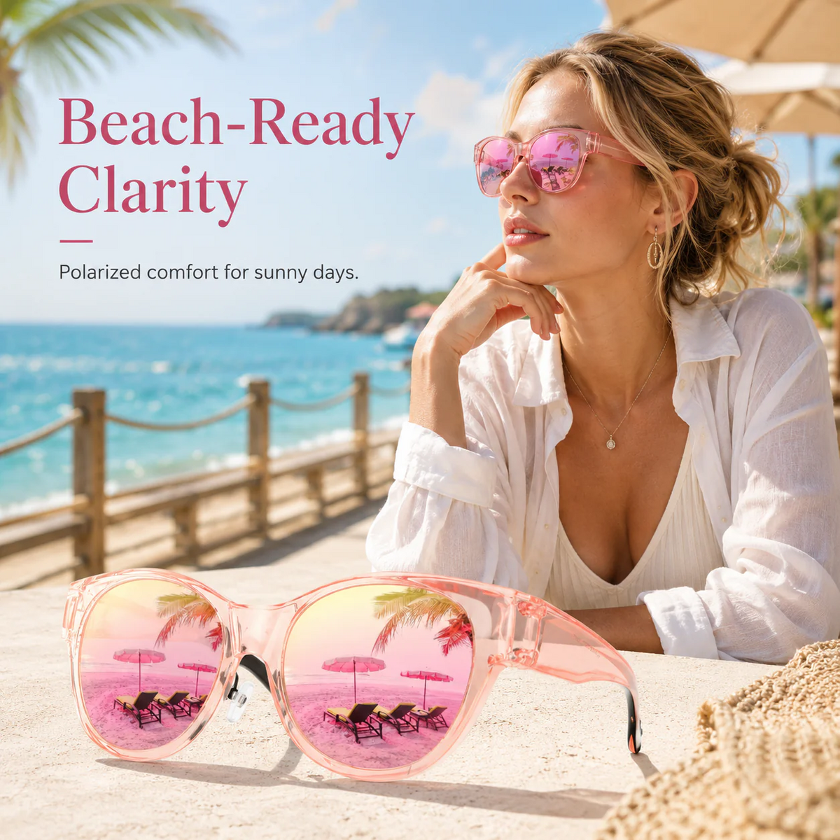 Lunettes de soleil polarisées à porter par-dessus des lunettes de vue pour femmes et hommes, tendance, carrées, enveloppantes, protection UV400, légères et durables