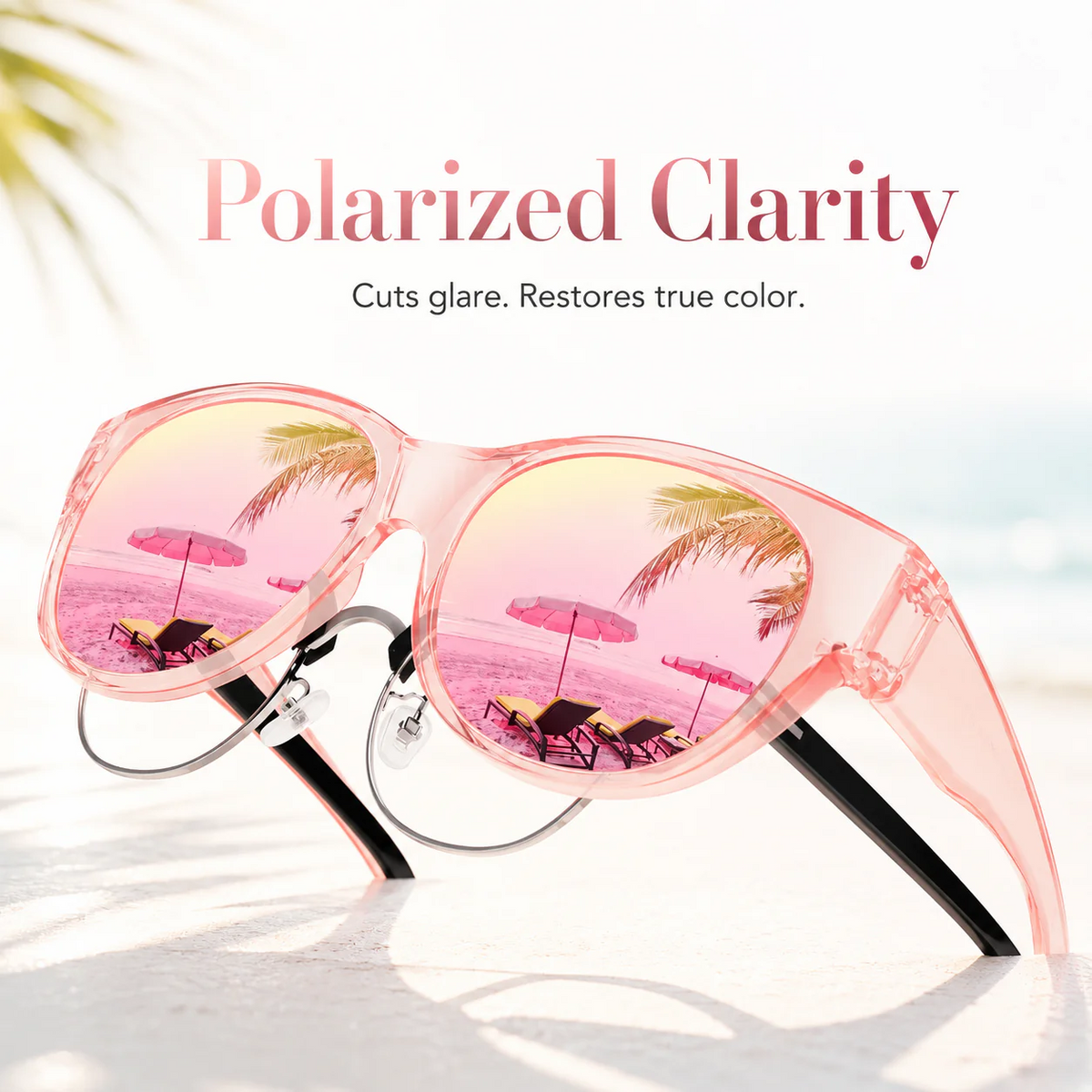 Lunettes de soleil polarisées à porter par-dessus des lunettes de vue pour femmes et hommes, tendance, carrées, enveloppantes, protection UV400, légères et durables