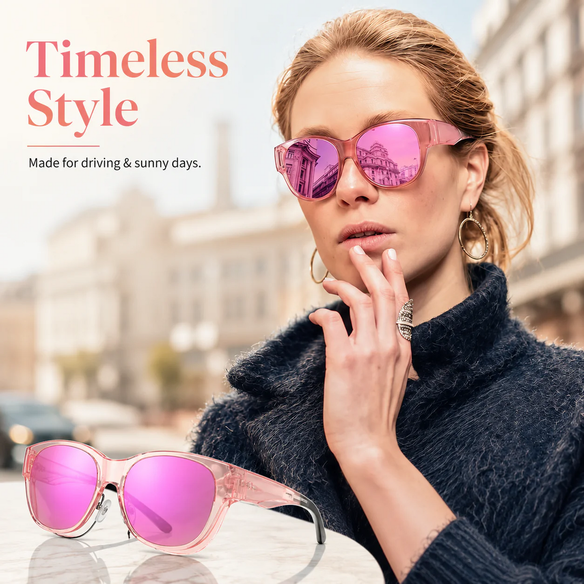 Lunettes de soleil polarisées à porter par-dessus des lunettes de vue pour femmes et hommes, tendance, carrées, enveloppantes, protection UV400, légères et durables