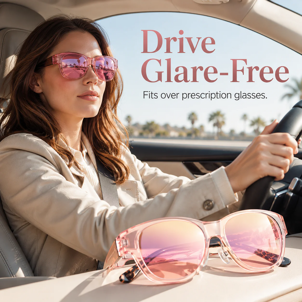 Lunettes de soleil polarisées à porter par-dessus des lunettes de vue pour femmes et hommes, tendance, carrées, enveloppantes, protection UV400, légères et durables