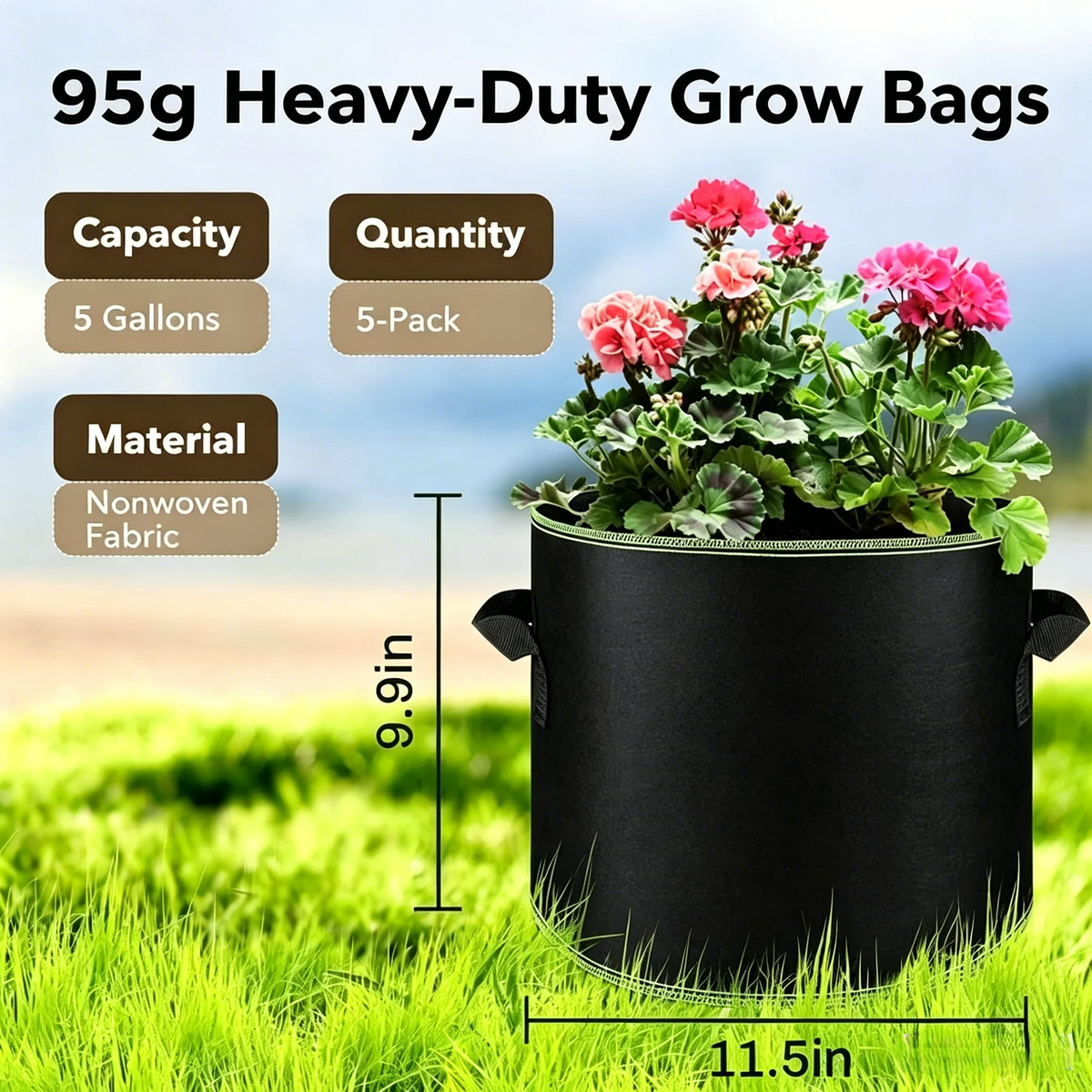 Sacs de culture en tissu robuste – Pots de plantes respirants et réutilisables