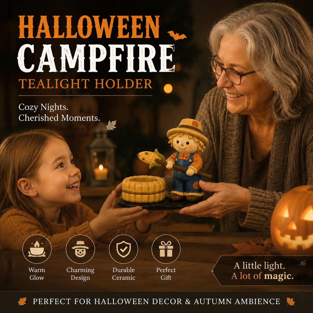 🔥DERNIER JOUR -49%💥Chandelier Chauffe-plat Feu de Camp Halloween
